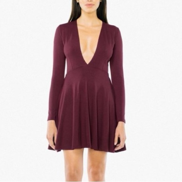 ♡ American Apparel Women's Deep V Skater Dress ♡ - Picture 1 of 3